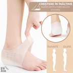 Inaltatoare FIIZEN® pentru calcai +3 cm, talonete silicon transparente tip soseta, invizibile pe piele, cresc discret inaltimea si ofera un plus de incredere, confortabile si antiderapante, potrivite pentru orice incaltaminte