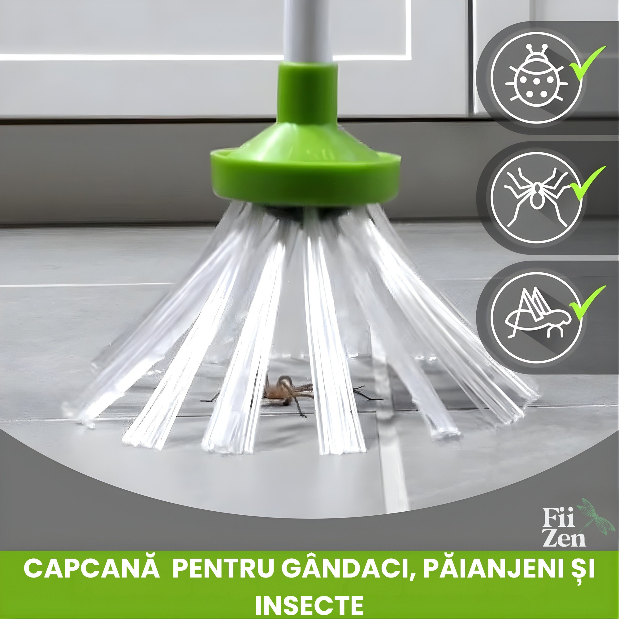 ⁠Dispozitiv prindere insecte FIIZEN®, clește insecte pentru capturare gandaci, fara atingere, sigur, reutilizabil, usor de folosit, ideal pentru casa, gradina si exterior, 65 cm