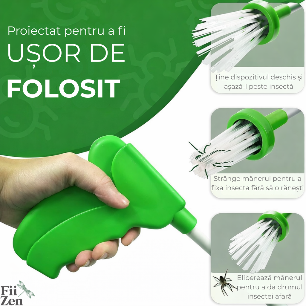 ⁠Dispozitiv prindere insecte FIIZEN®, clește insecte pentru capturare gandaci, fara atingere, sigur, reutilizabil, usor de folosit, ideal pentru casa, gradina si exterior, 65 cm