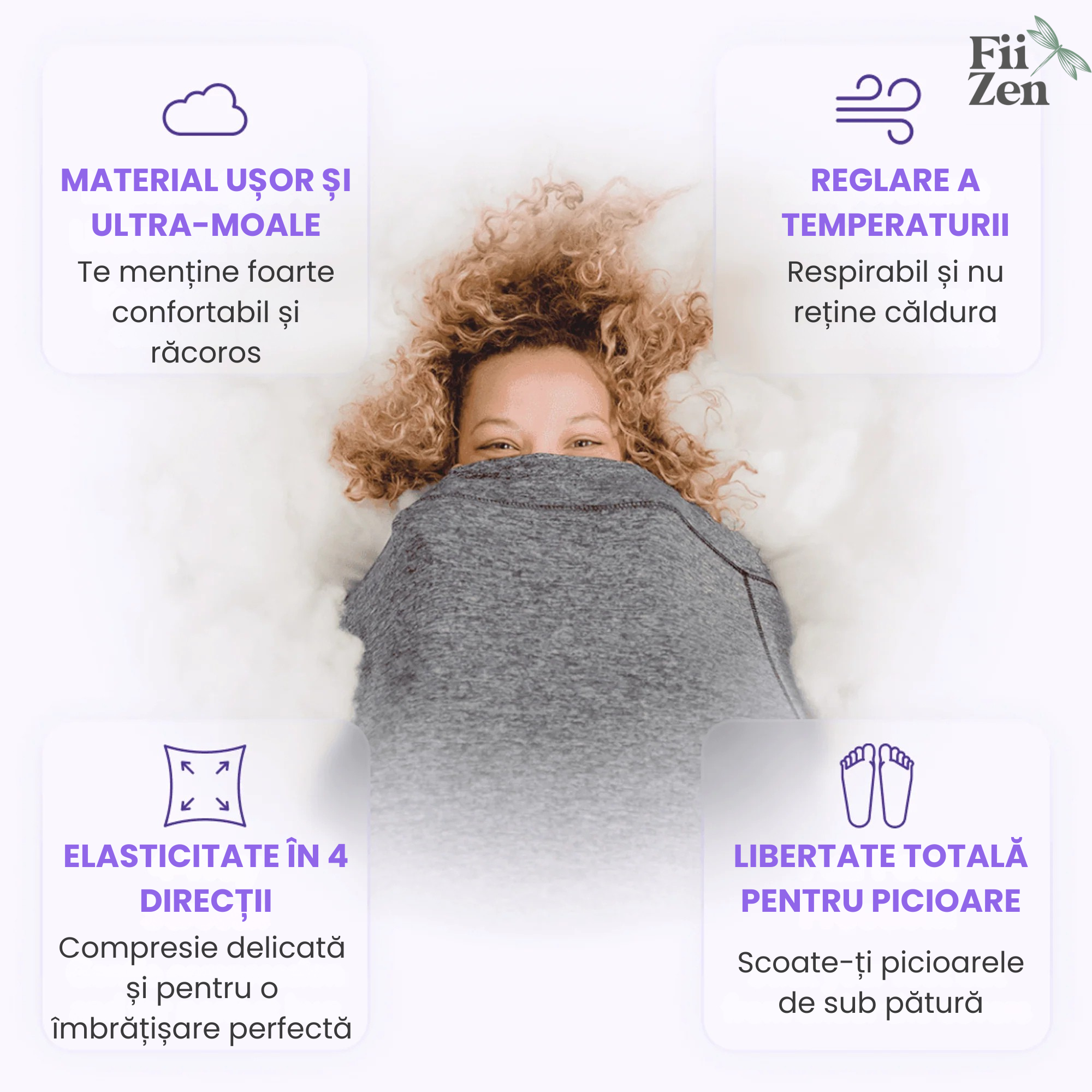 Sac de dormit compresie FIIZEN® cu gluga, anti-anxietate, efect calmant tip imbratisare pentru somn profund, material elastic respirabil, portabil pentru calatorii, relaxant, unisex, Gri