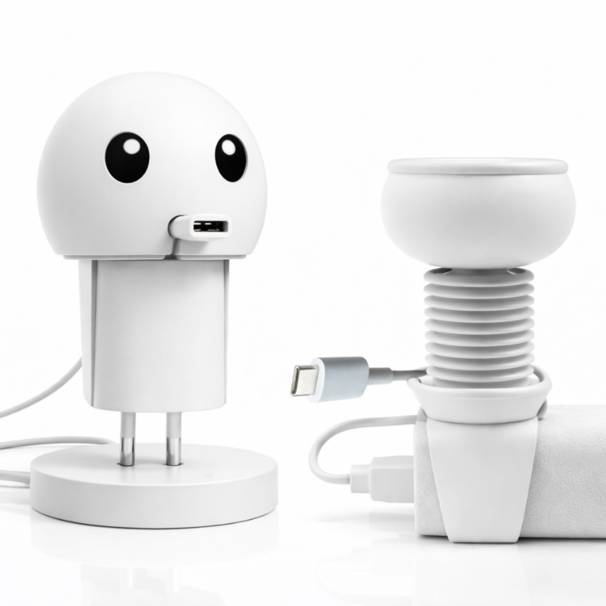 Organizator cablu incarcare FIIZEN® din silicon, accesoriu pentru pastrarea cablului compact si fara incurcaturi, protejeaza si fixeaza incarcatorul, ideal pentru telefon, birou, casa si calatorii, Alb