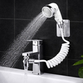 Cap dus chiuveta FIIZEN®, solutia ideala pentru spalare par la chiuveta, adaptor robinet cu furtun extensibil, presiune marita si filtru impuritati, instalare usoara, suport perete inclus, Alb