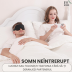 Masca somn FIIZEN® pentru dormit, 3D conturata, sleep mask ergonomica cu memory foam, blocare completa lumina, fara presiune pe ochi, curea ajustabila, ideala pentru somn, calatorii si power nap, Negru
