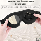 Masca somn FIIZEN® pentru dormit, 3D conturata, sleep mask ergonomica cu memory foam, blocare completa lumina, fara presiune pe ochi, curea ajustabila, ideala pentru somn, calatorii si power nap, Negru