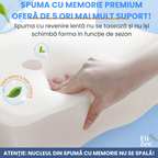Perna cervicala ortopedica FIIZEN® din spuma cu memorie, design ergonomic tip butterfly, suport corect pentru gat si coloana, husa racoritoare Ice Silk, respirabila si detasabila, anti-durere cervicala, somn confortabil, 63x42.5 cm, Alb
