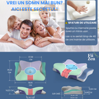 Perna cervicala ortopedica FIIZEN® din spuma cu memorie, design ergonomic tip butterfly, suport corect pentru gat si coloana, husa racoritoare Ice Silk, respirabila si detasabila, anti-durere cervicala, somn confortabil, 63x42.5 cm, Alb