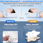 Perna cervicala ortopedica FIIZEN® din spuma cu memorie, design ergonomic tip butterfly, suport corect pentru gat si coloana, husa racoritoare Ice Silk, respirabila si detasabila, anti-durere cervicala, somn confortabil, 63x42.5 cm, Alb