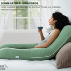 Perna sarcina FIIZEN® in forma U, perna corp pentru gravide, suport complet pentru abdomen, lombar si picioare, perna ortopedica pentru somn lateral, husa detasabila si lavabila, umplutura bumbac, 90x150 cm, Verde Matcha
