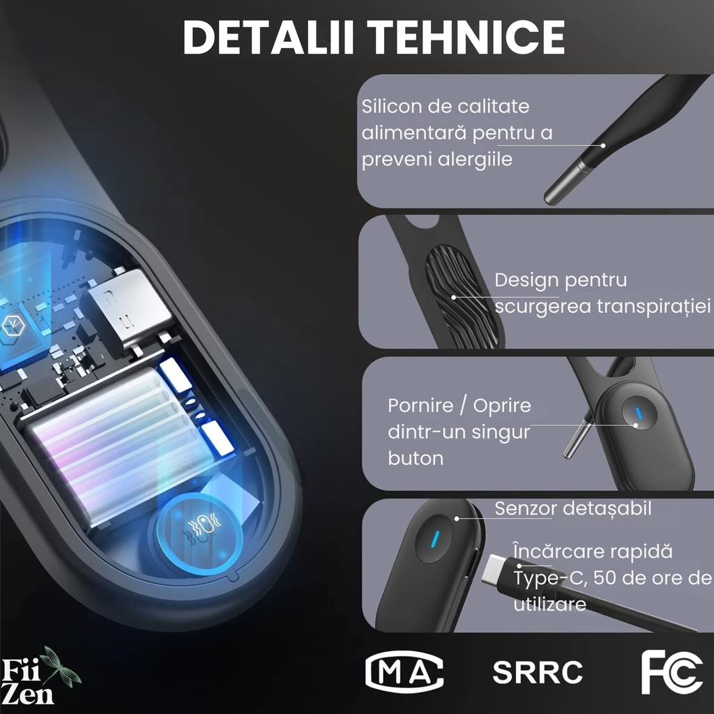 Corector postura inteligent FIIZEN®, corector spate cu senzor si vibratii pentru indreptare coloana, dispozitiv ergonomic pentru adulti si copii, discret si confortabil, ideal pentru birou, scoala si utilizare zilnica, Negru