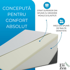 Perna ortopedica triunghiulara FIIZEN® din memory foam, perna inclinata pentru somn, reflux gastric si relaxare, sforait si suport spate, husa detasabila, confort ergonomic, 61x61x31 cm, Gri-Alb