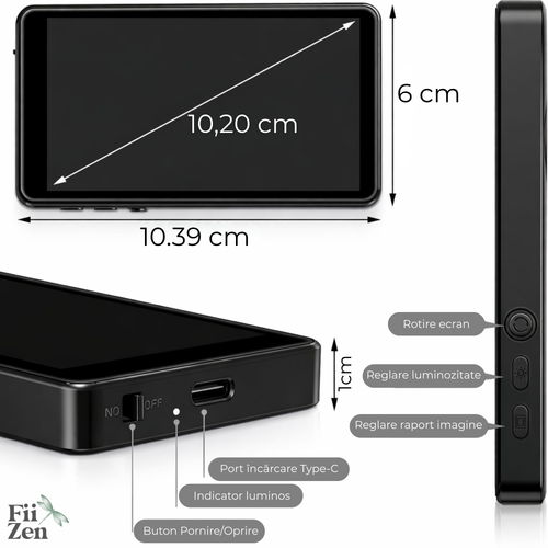 Ecran selfie magnetic FIIZEN® pentru telefon, conectare wireless/bluetooth pentru camera spate, ideal pentru vlog, TikTok si live streaming, vezi imaginea in timp real cu camera principala, compatibil iPhone si Android, Alb