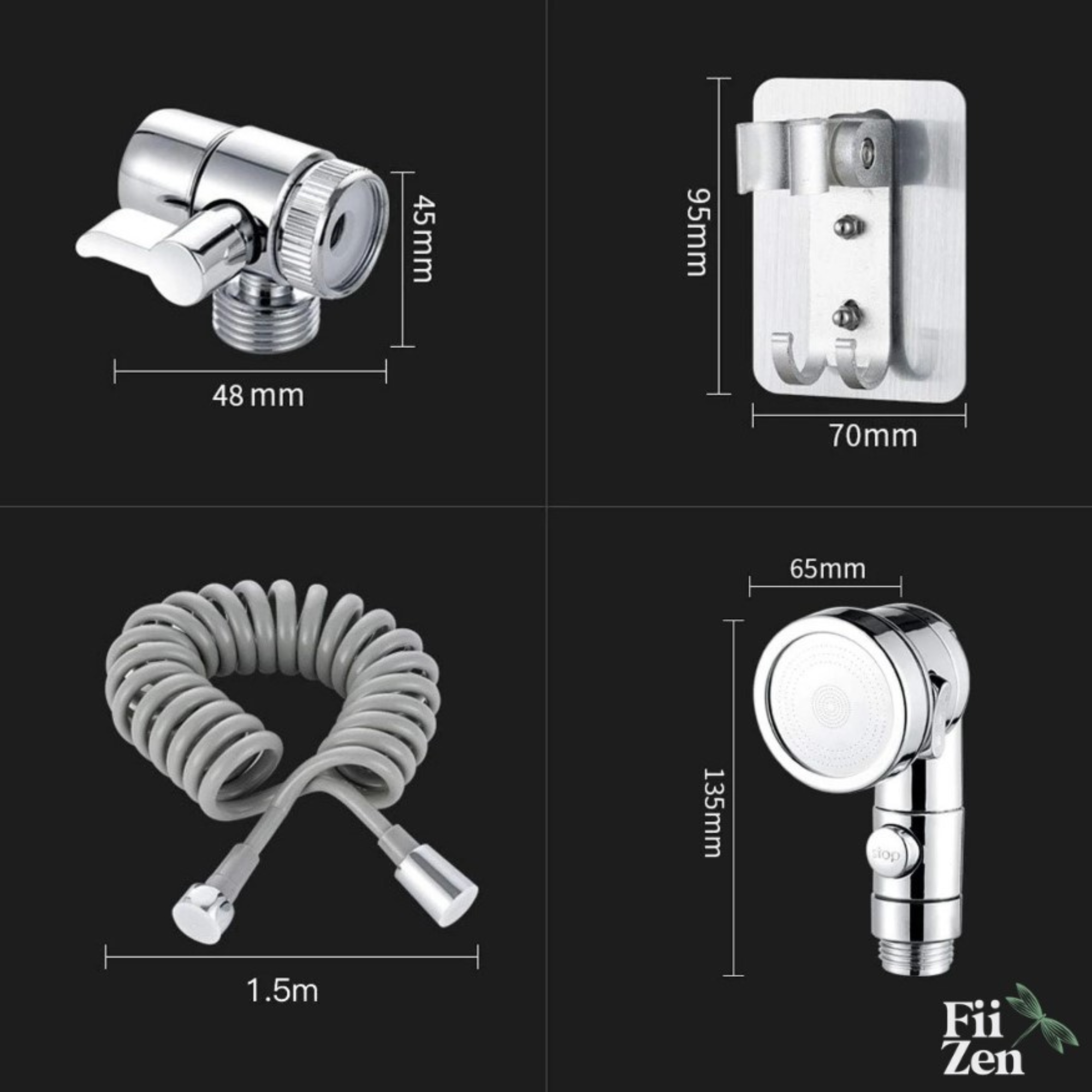 Cap dus chiuveta FIIZEN®, solutia ideala pentru spalare par la chiuveta, adaptor robinet cu furtun extensibil, presiune marita si filtru impuritati, instalare usoara, suport perete inclus, Alb