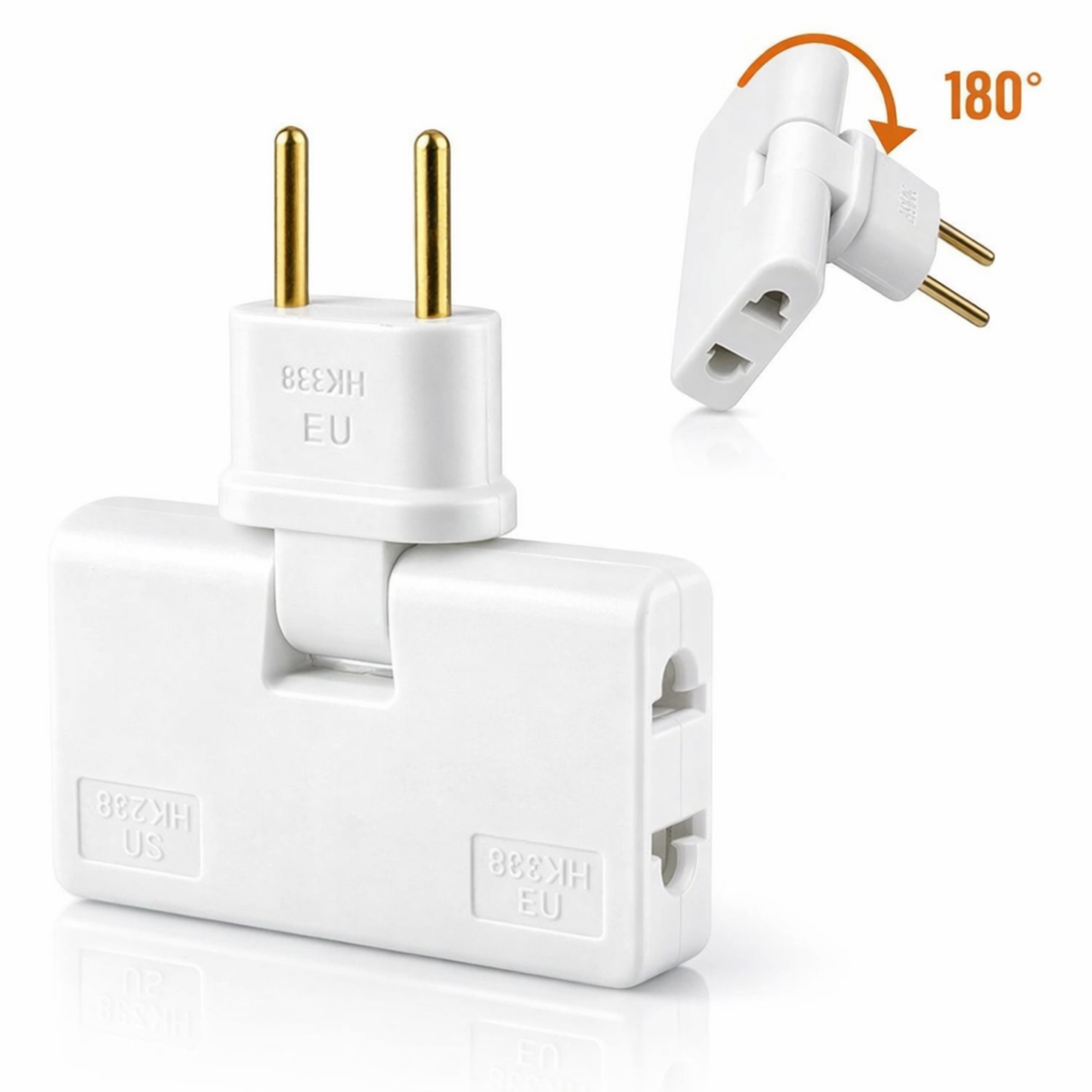 Adaptor priza FIIZEN® EU rotativ 180°, splitter 1 la 3 prize cu design slim, ideal pentru utilizare in spatii inguste precum in spatele dulapului sau mobilierului, permite conectarea mai multor dispozitive, compatibil 110-250V, Alb