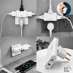 Adaptor priza FIIZEN® EU rotativ 180°, splitter 1 la 3 prize cu design slim, ideal pentru utilizare in spatii inguste precum in spatele dulapului sau mobilierului, permite conectarea mai multor dispozitive, compatibil 110-250V, Alb