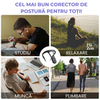 Corector postura inteligent FIIZEN®, corector spate cu senzor si vibratii pentru indreptare coloana, dispozitiv ergonomic pentru adulti si copii, discret si confortabil, ideal pentru birou, scoala si utilizare zilnica, Negru