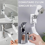 Cap dus chiuveta FIIZEN®, solutia ideala pentru spalare par la chiuveta, adaptor robinet cu furtun extensibil, presiune marita si filtru impuritati, instalare usoara, suport perete inclus, Alb