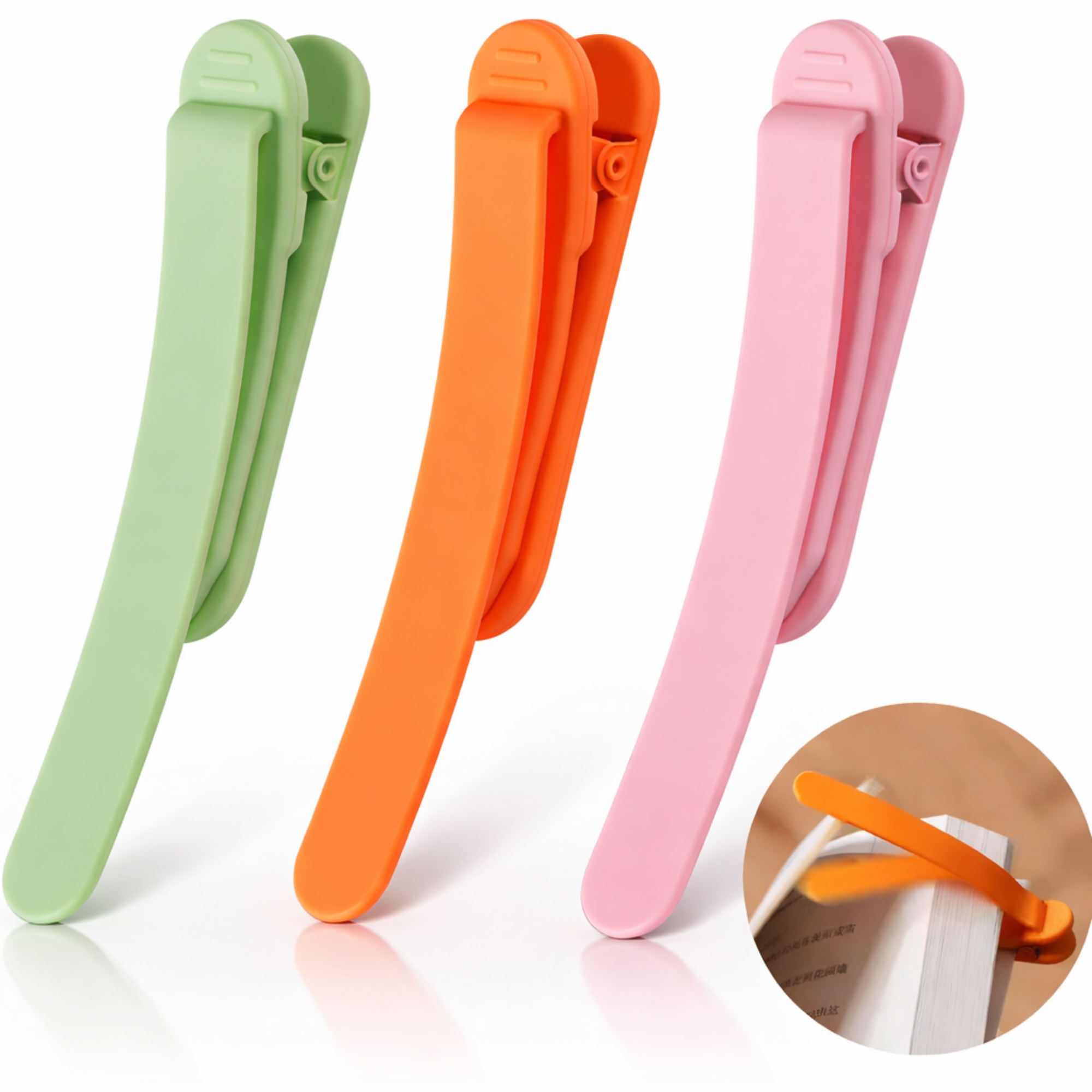 Set 6 semne de carte FIIZEN® din silicon, bookmark flexibil care fixeaza pagina, ideal pentru carti, manuale, agenda si citit zilnic, multicolor