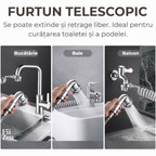 Cap dus chiuveta FIIZEN®, solutia ideala pentru spalare par la chiuveta, adaptor robinet cu furtun extensibil, presiune marita si filtru impuritati, instalare usoara, suport perete inclus, Alb
