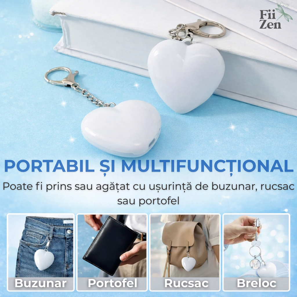 Breloc luminos FIIZEN® LED in forma de inima, reincarcabil USB, lumina ideala pentru geanta si rucsac, te ajuta sa gasesti rapid lucrurile in intuneric, activare prin atingere, compact si portabil, Alb