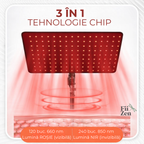 Lampa FIIZEN® terapie Red Light, 120 LED lumina rosie/infrarosu, dispozitiv premium pentru relaxare si recuperare, reduce tensiunea musculara si durerile, cap reglabil 360° cu stativ, ideala pentru spate, gat si genunchi,utilizare acasa