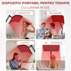 Lampa FIIZEN® terapie Red Light, 120 LED lumina rosie/infrarosu, dispozitiv premium pentru relaxare si recuperare, reduce tensiunea musculara si durerile, cap reglabil 360° cu stativ, ideala pentru spate, gat si genunchi,utilizare acasa