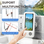 Carcasa telefon FIIZEN® amplificare sunet,impermeabila cu difuzor Bluetooth, suport perete cu ecran tactil si rotire 480°, permite folosirea telefonului la dus, ideala pentru muzica, filme si apeluri, Alb
